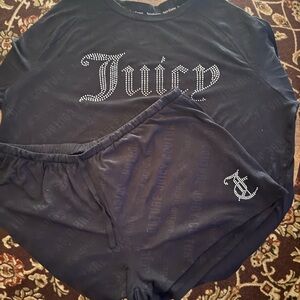 Juicy Couture Black Lounge Set with Rhinestones